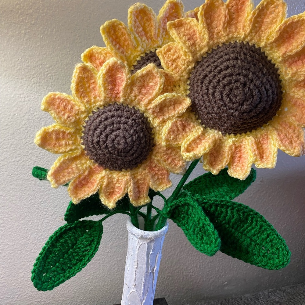 Handmade Crochet Sunflower Bouquet
